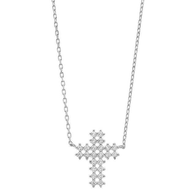 Rosabella Sterling Silver & Cubic Zirconia Cross Necklace, Womens Product Image