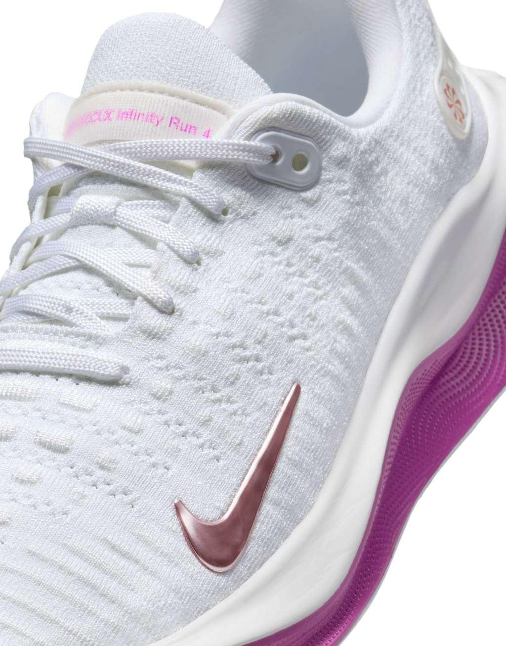 Nike Running Infinity Run 4 sneakers in white and purple Product Image