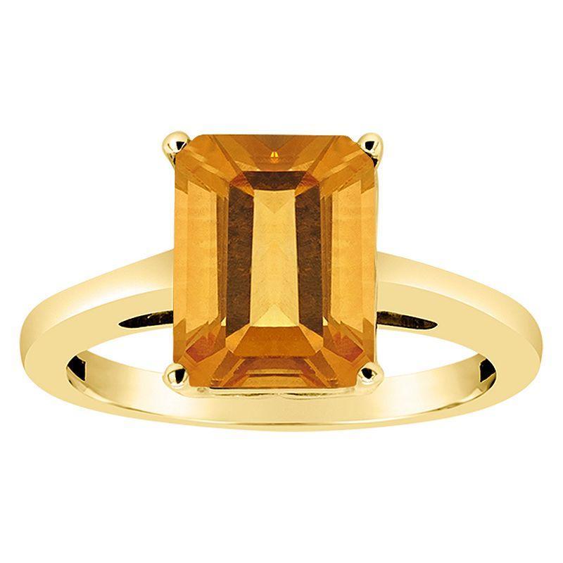 Alyson Layne 14k Gold Emerald Cut Citrine Solitaire Ring, Womens Product Image