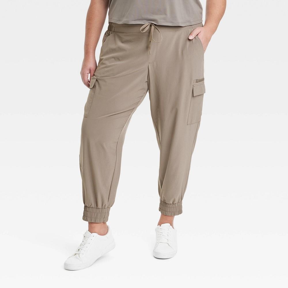 Womens Active Light Mid-Rise Cargo Joggers - All In Motion Taupe 2X Product Image