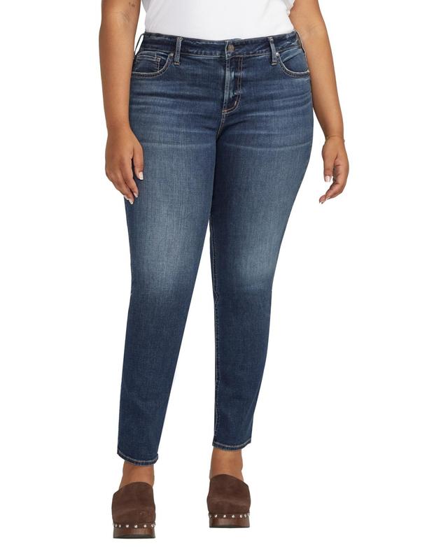 Silver Jeans Co. Plus Size Elyse Mid Rise Comfort Fit Straight Leg Jeans Product Image