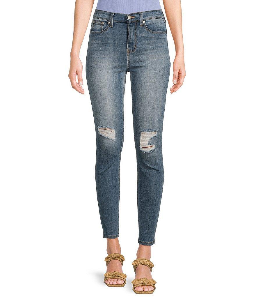 Celebrity Pink Destructed High Rise Repreve Sustainable Skinny Jeans Product Image