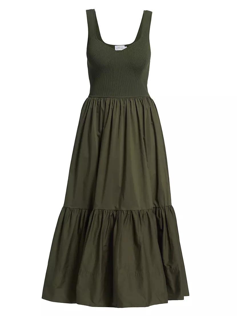 Josephina Sleeveless Rib and Poplin Midi Dress Product Image