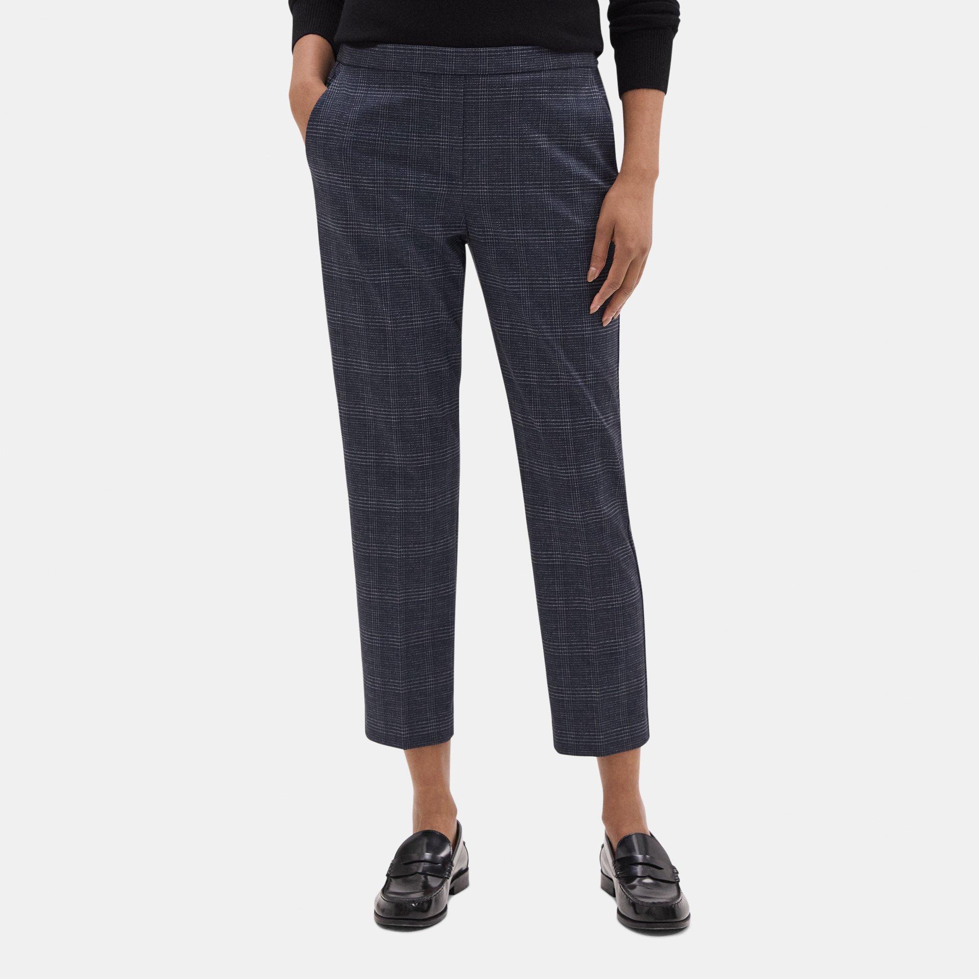 Plaid Knit Slim Cropped Pull-On Pant | Theory Outlet Product Image