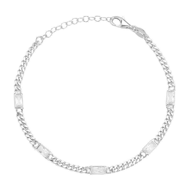 Sunkissed Sterling Cubic Zirconia Curb Chain Bracelet, Womens Multicolor Product Image