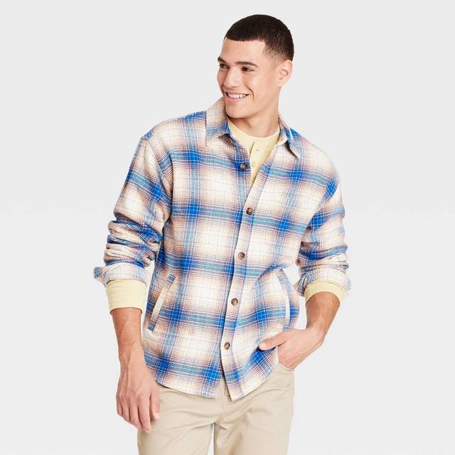 Mens Heavyweight Flannel Long Sleeve Button-Down Shirt - Goodfellow & Co Sky Blue M Product Image