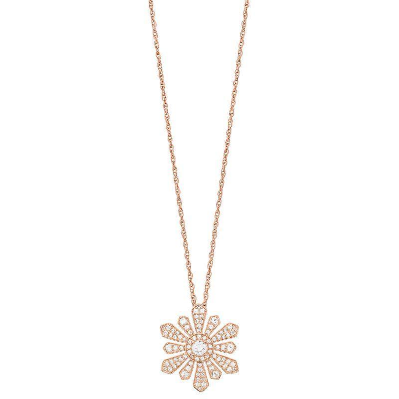 10k Rose Gold 1/2 Carat T.W. Diamond Starburst Necklace, Womens 10k Pink Product Image