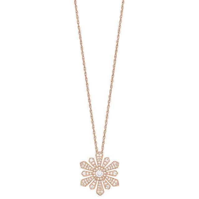 10k Rose Gold 1/2 Carat T.W. Diamond Starburst Necklace, Womens 10k Pink Product Image