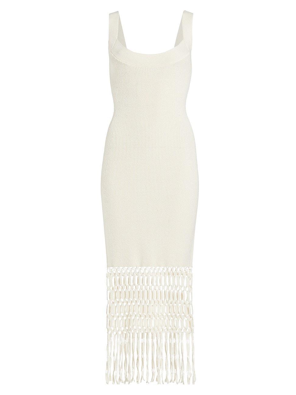 Womens Archie Cotton Crochet Fringe Midi-Dress Product Image