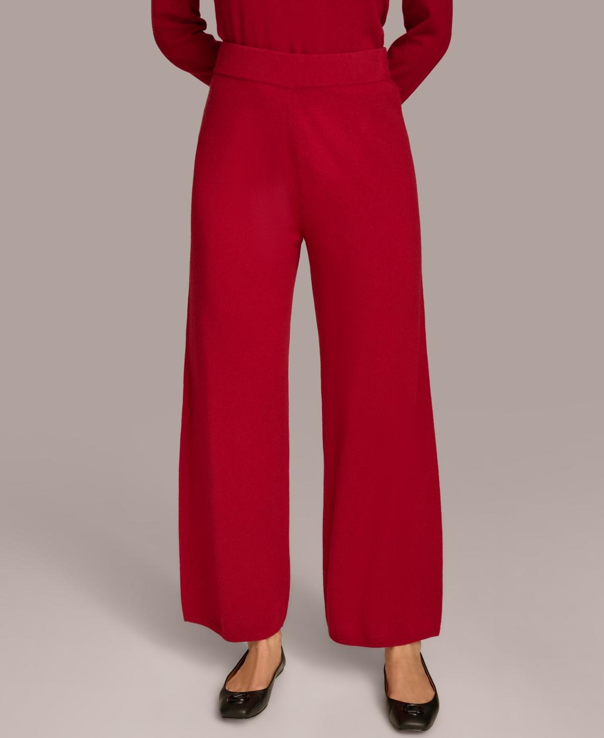 Donna Karan New York Womens Cashmere-Blend Wide-Leg Pants Product Image