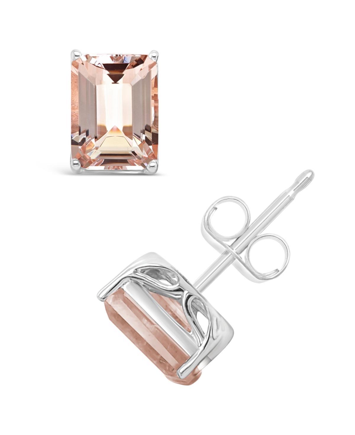 Alyson Layne 14k Gold Morganite Stud Earrings, Womens, 14k White Gold Product Image