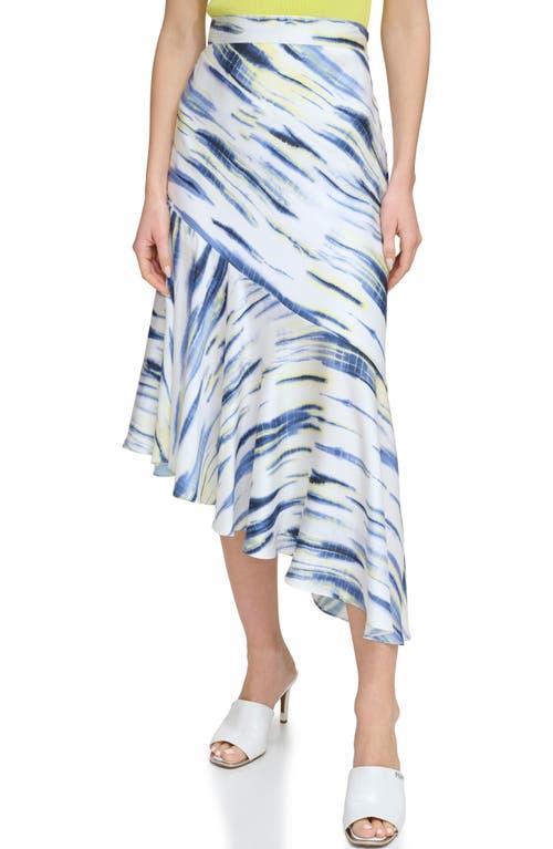 DKNY Printed Asymmetric Satin Midi Skirt Product Image