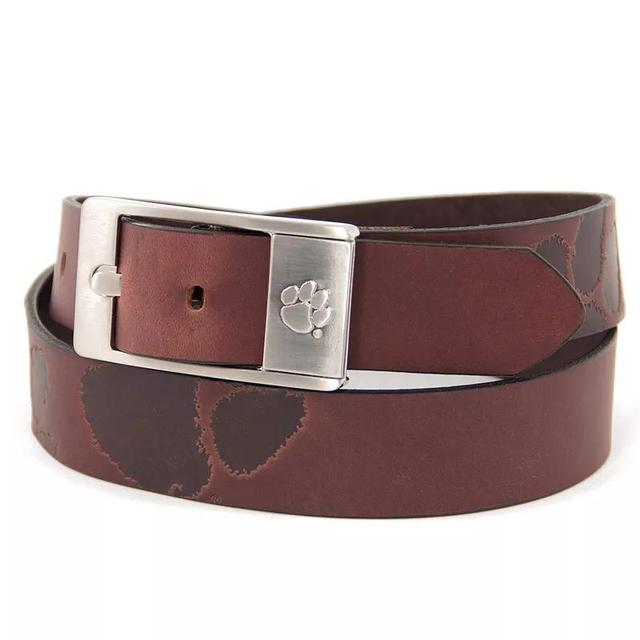 Mens Clemson Tigers Brandish Leather Belt Brown Product Image