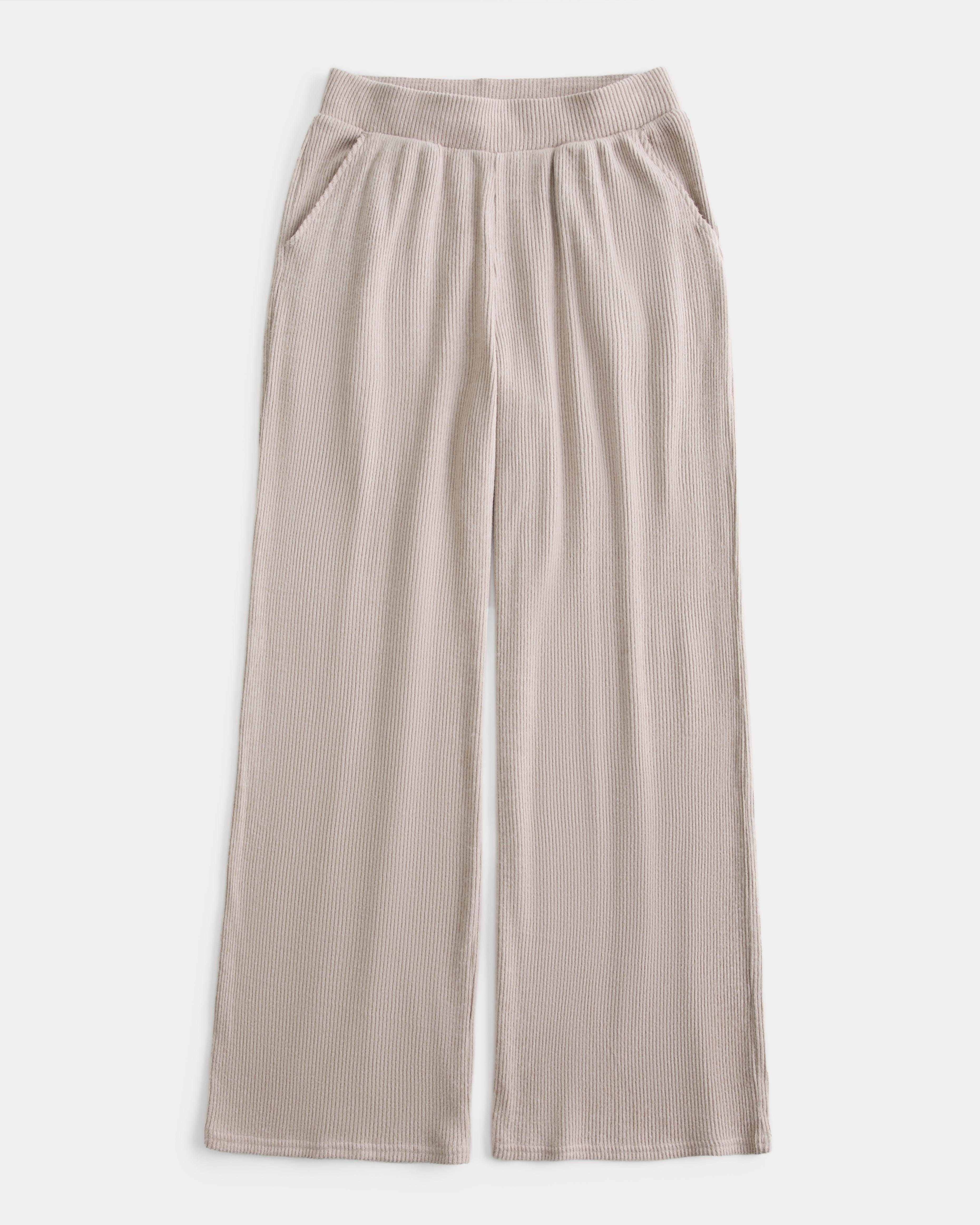 Cozy Ribbed Baggy Pants Product Image