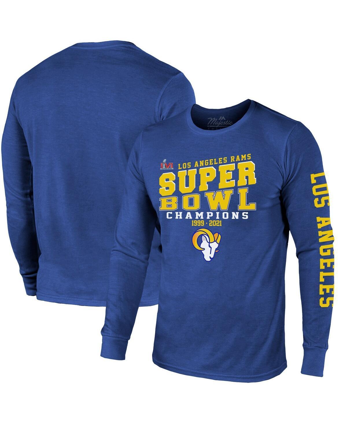 Mens Majestic Threads Royal Los Angeles Rams 2-Time Super Bowl Champions Loudmouth Long Sleeve T-shirt Product Image