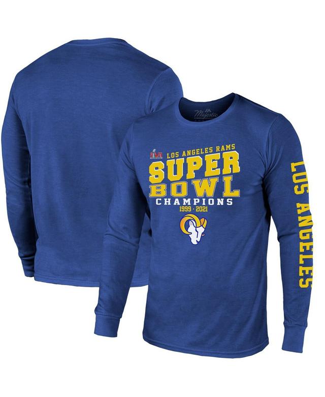 Mens Majestic Threads Royal Los Angeles Rams 2-Time Super Bowl Champions Loudmouth Long Sleeve T-shirt Product Image