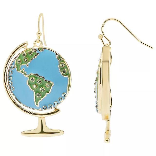 Celebrate Together Gold Tone Metal Blue World Globe Drop Earrings, Womens, Multi Product Image