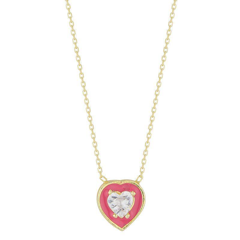 Sunkissed Sterling Cubic Zirconia Heart Pendant Necklace, Womens Gold Product Image