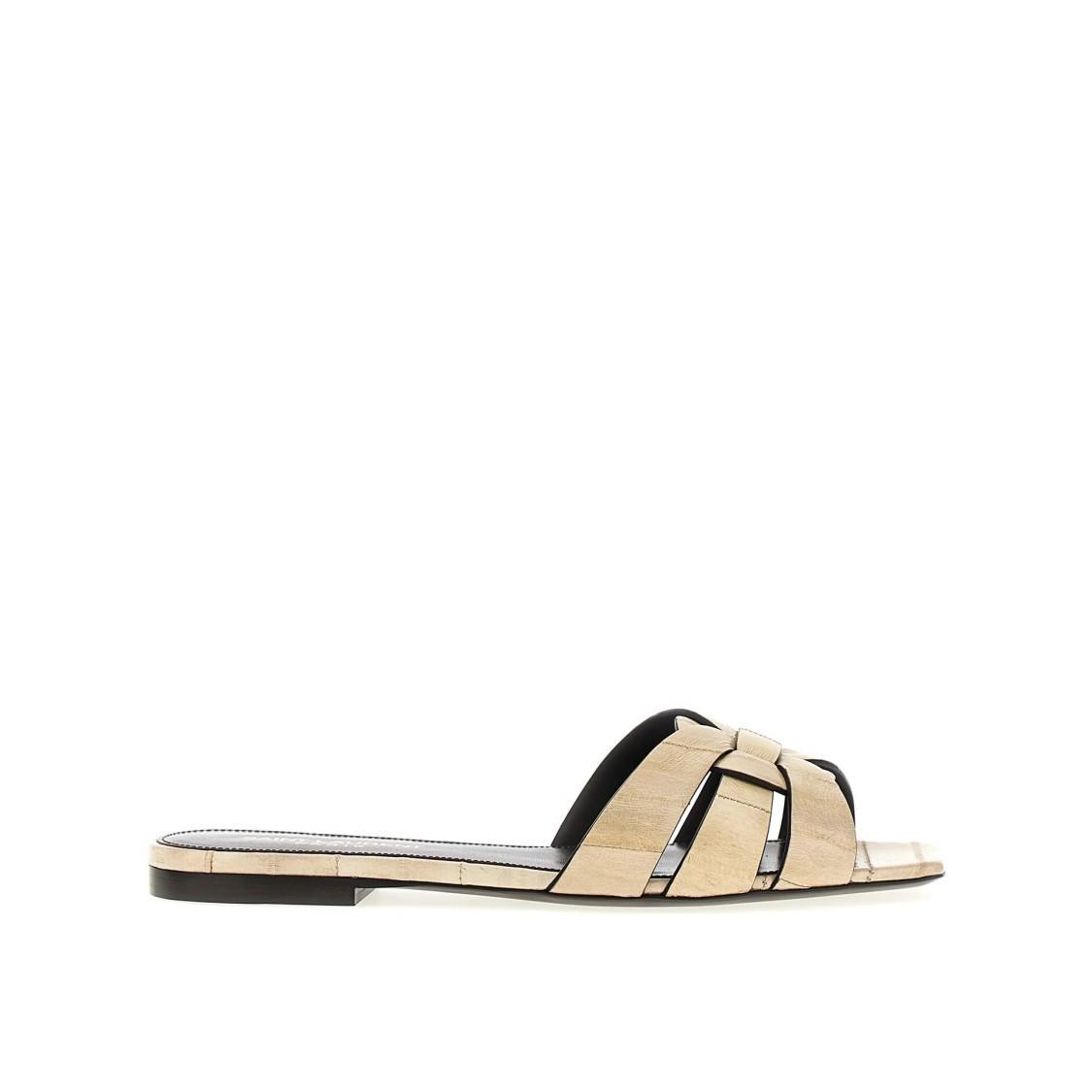 SAINT LAURENT Tribute Flat Sandal In Beige Product Image