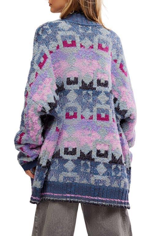 Bluebell Oversize Cardigan In Moonrock Blue Combo Product Image