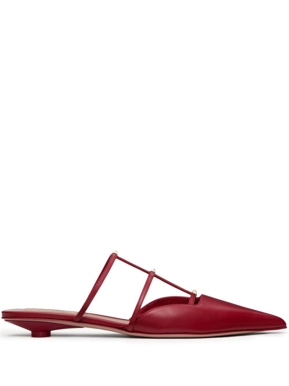 Rockstud Mules In Red Product Image