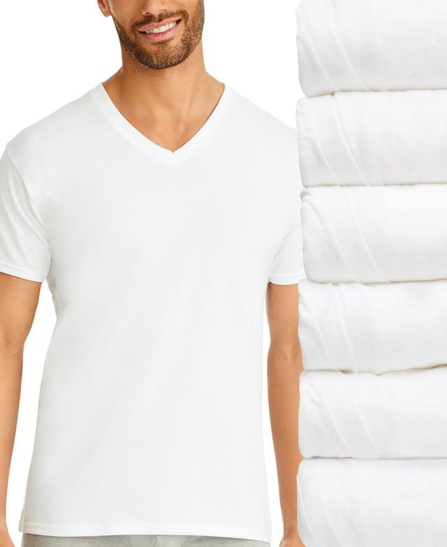 Hanes Ultimate Mens V-Neck Undershirt Pack, ComfortSoft, White 6-Pack XL Product Image