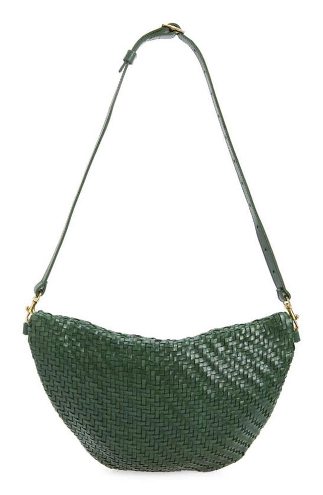 Large Woven Leather Belt Bag In Evergreen Woven Zig Zag Product Image