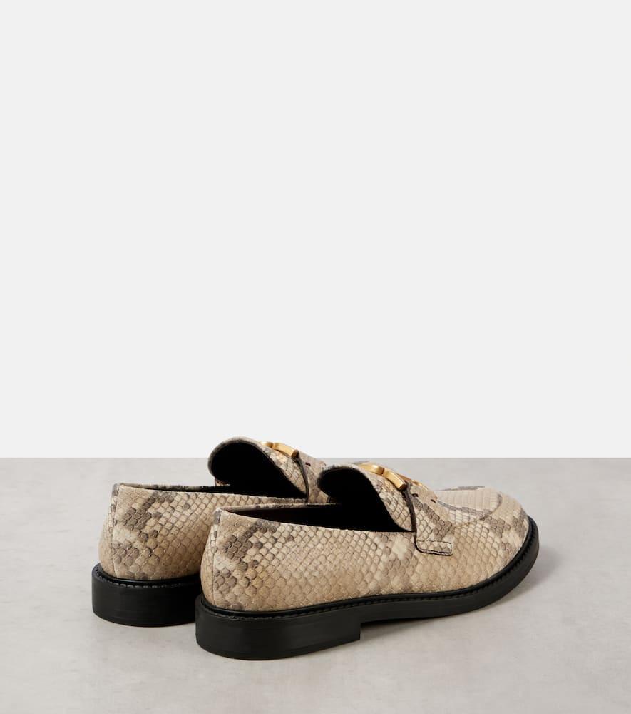 Marcie Buckled Snake-effect Leather Loafers In Nude Product Image