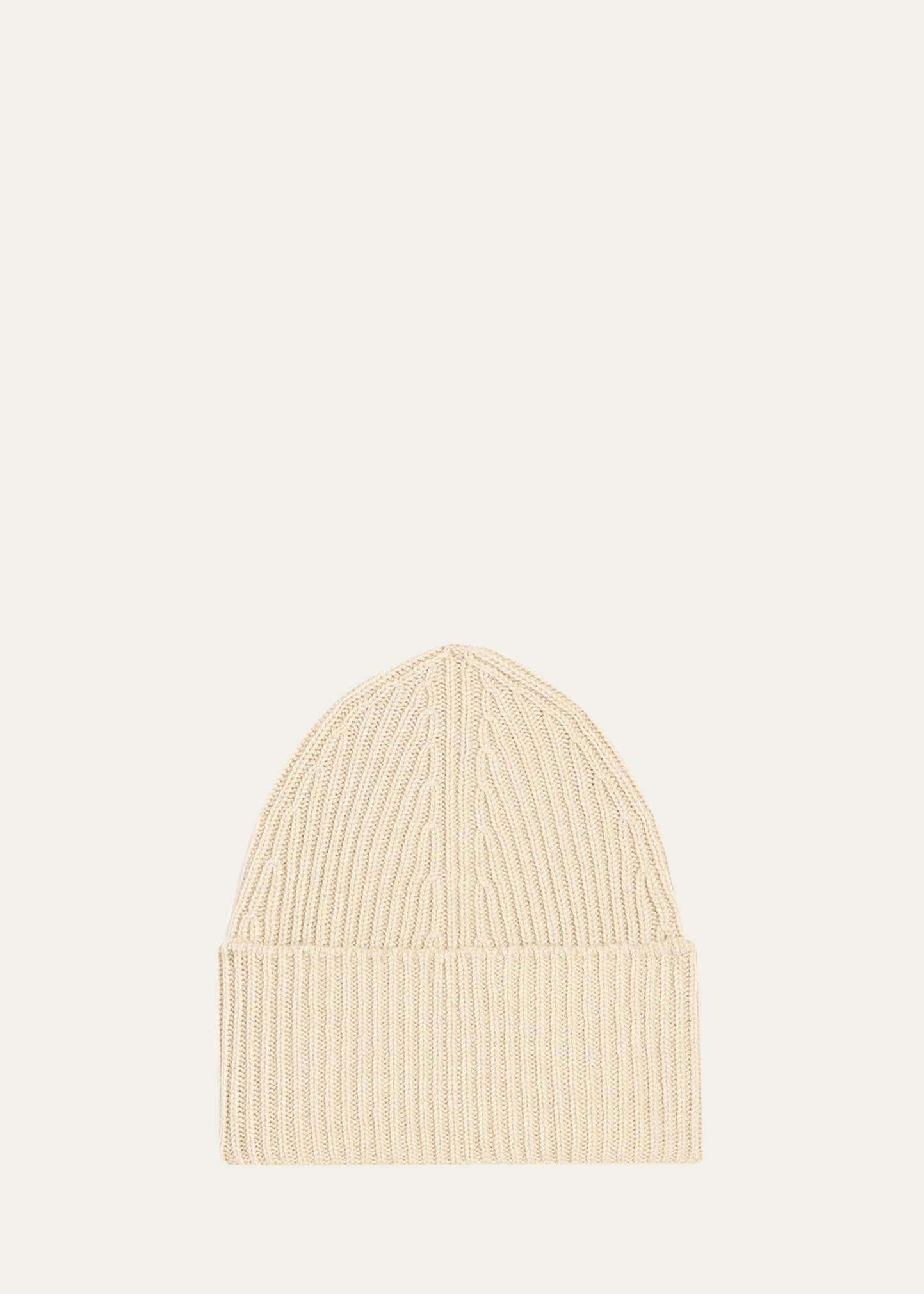 Womens Cashmere-Wool Rib-Knit Beanie - Ivory Product Image