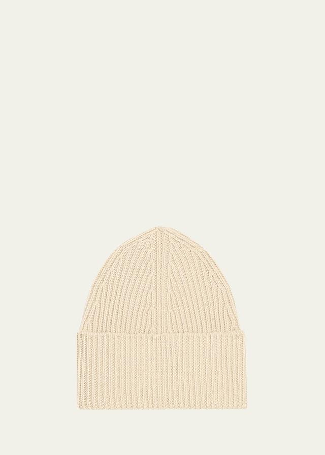 Womens Cashmere-Wool Rib-Knit Beanie - Ivory Product Image