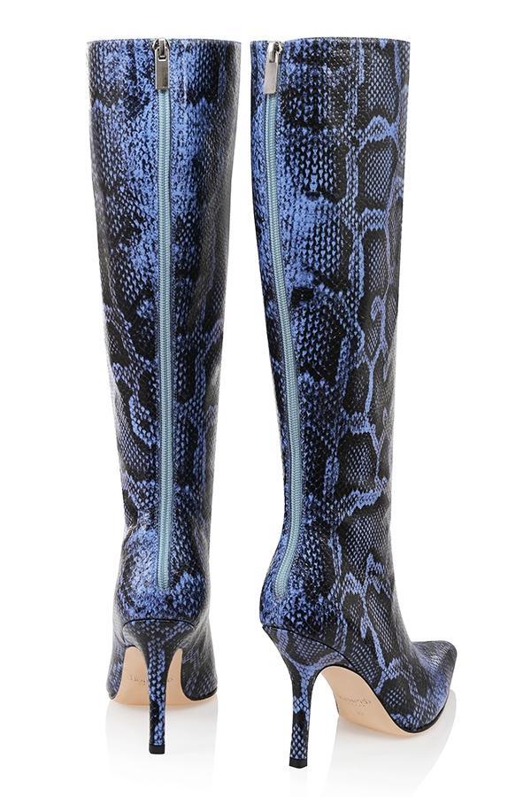 Royale Blue Print Leather Knee High Boots Product Image