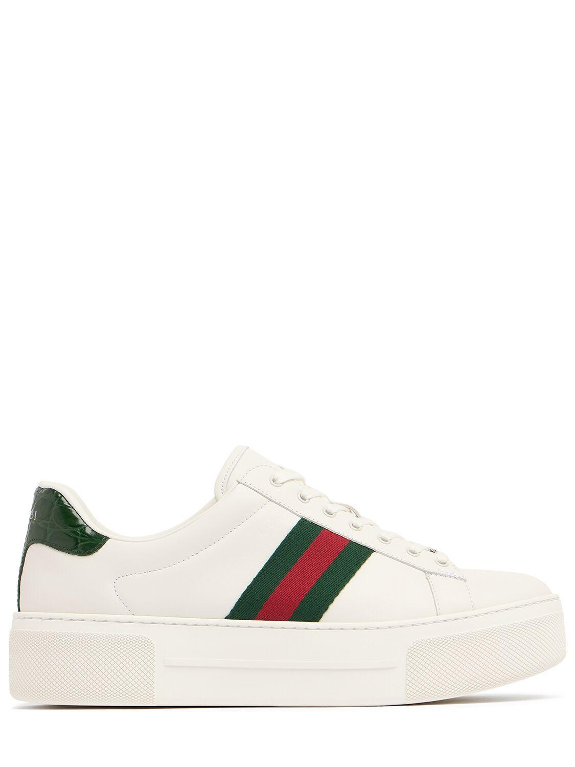 GUCCI 30mm  Ace Leather Sneakers In White Product Image