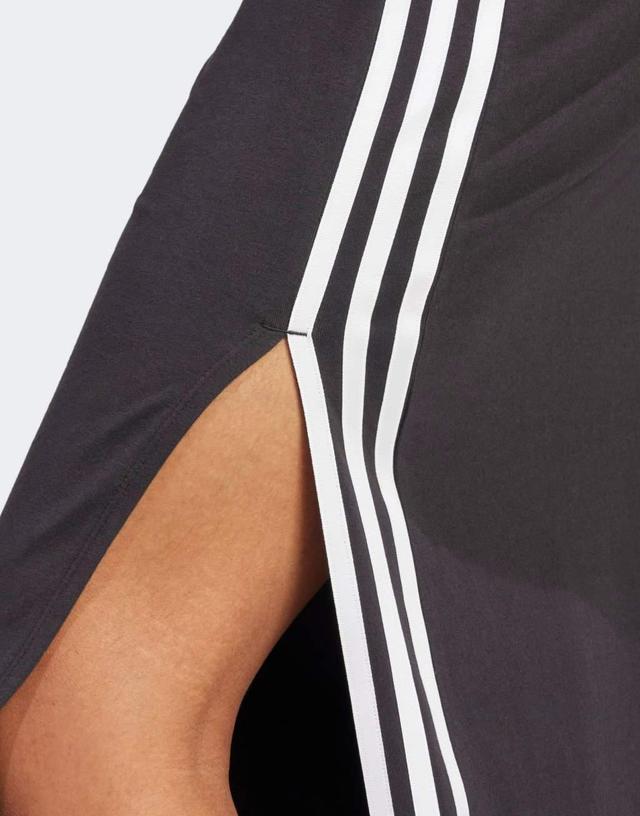 adidas Originals 3 stripe maxi dress with back detail in black and white Product Image