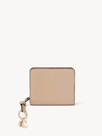 Alphabet compact wallet in grained leather Product Image