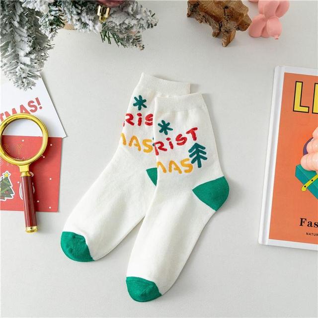 Christmas Cartoon Print Socks Product Image