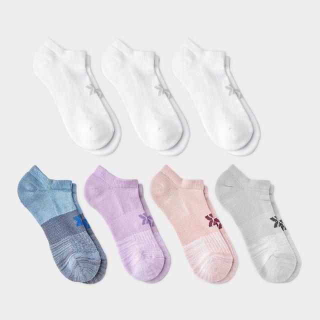 Womens Striped 6+1 Bonus Pack No Show Socks - All In Motion WhitePink 4-10 Product Image