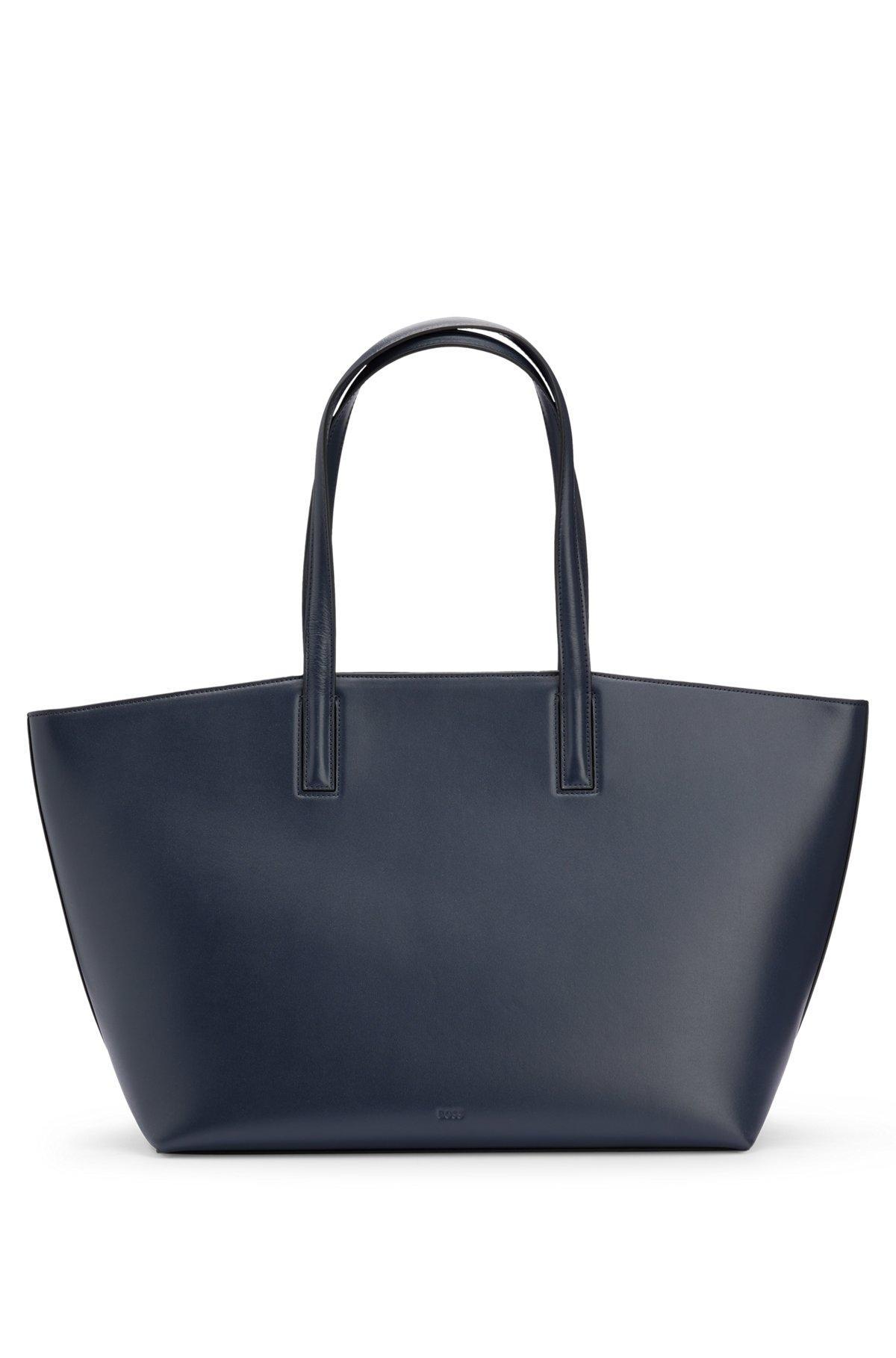 Leather shopper bag with signature hardware Product Image