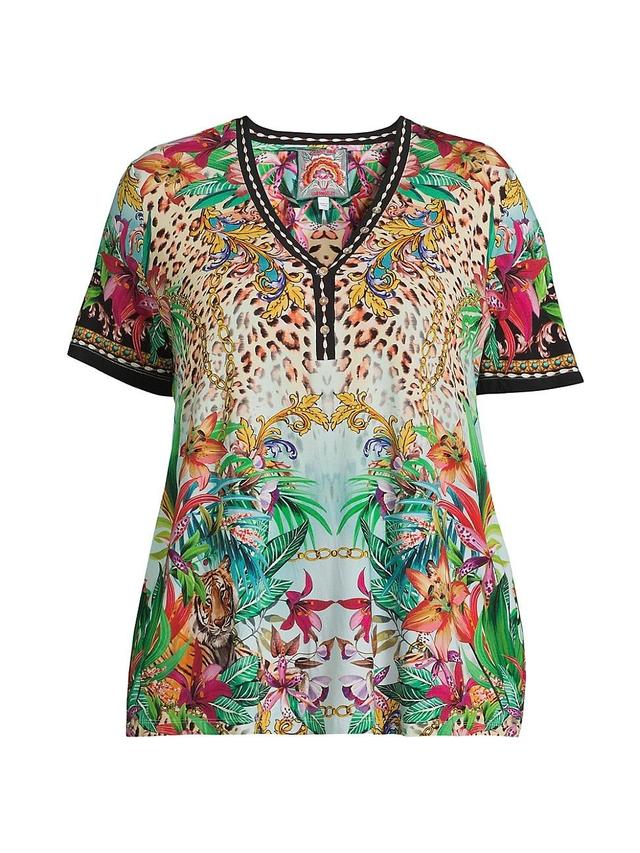 Womens Janie Baroque Leopard Short-Sleeve Top Product Image