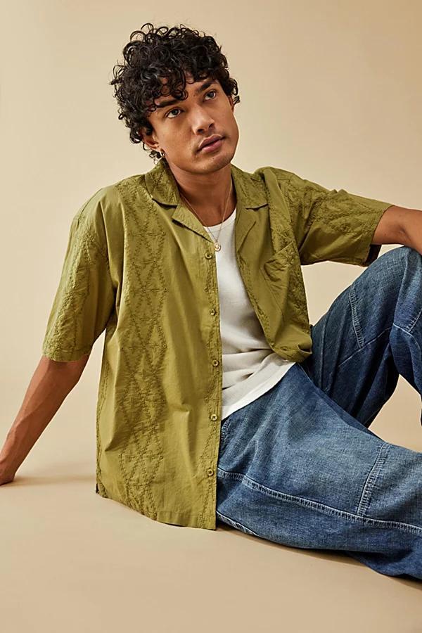 BDG Green Broderie Shirt Top Mens at Urban Outfitters Product Image