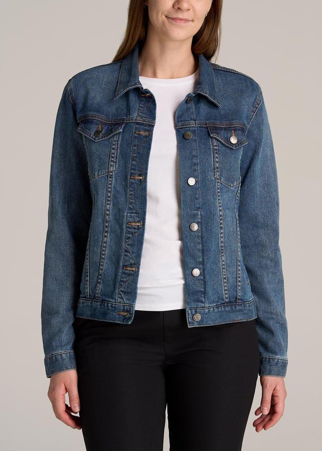 Tall Women's Denim Jacket in Vintage Medium Blue Female Product Image