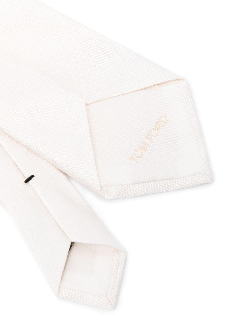 TOM FORD Textured Jacquard Tie In White Product Image