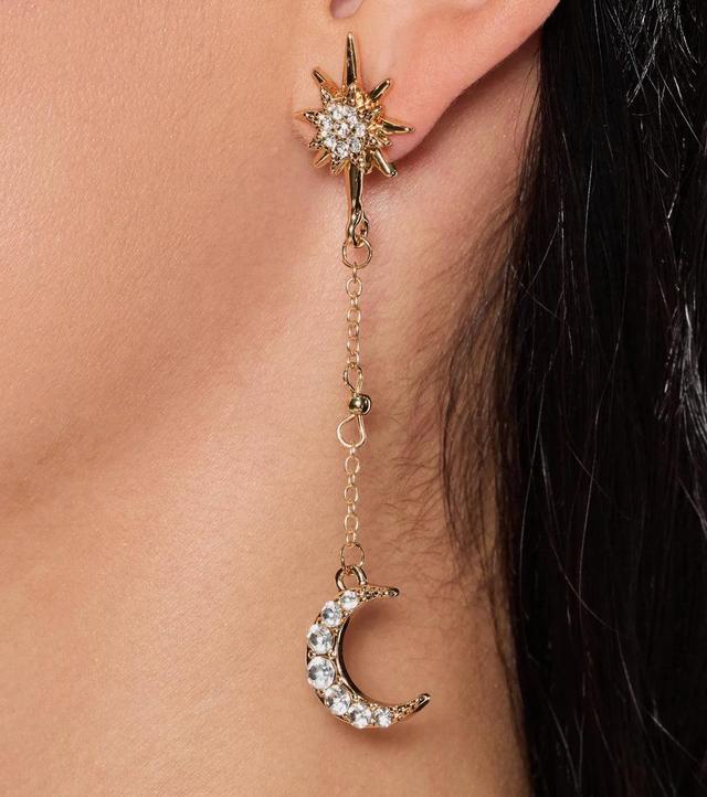 Shining Bright Moon And Star Charm Earrings Product Image