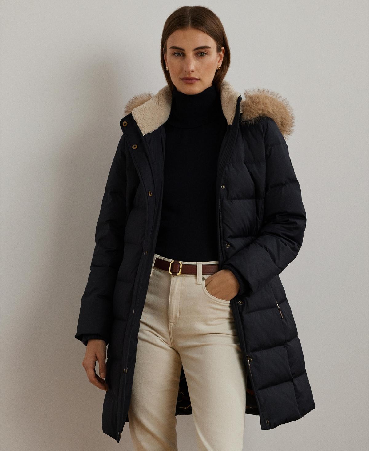 Lauren Ralph Lauren Womens Faux-Fur Hooded Puffer Coat Product Image