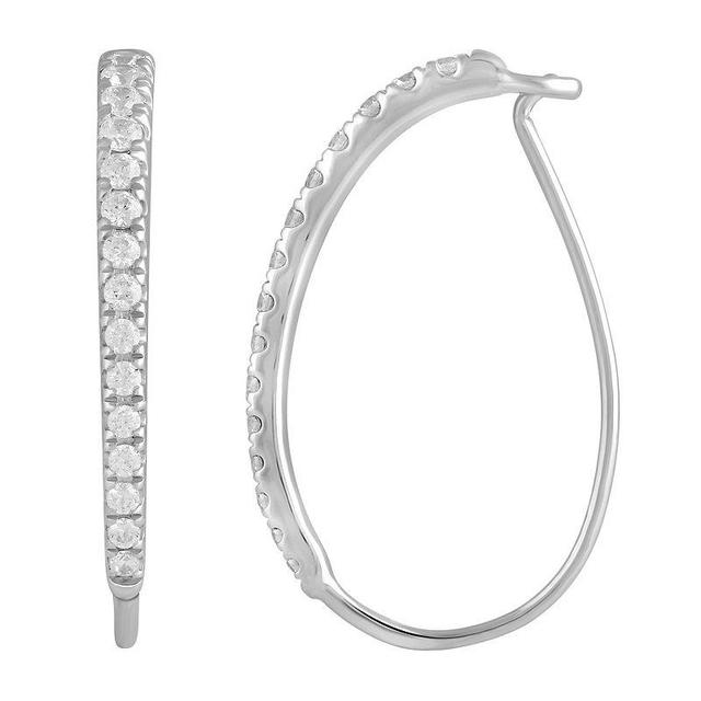 Royal Aura Sterling Silver 1/2 Carat T.W. Diamond Hoop Earrings, Womens Product Image