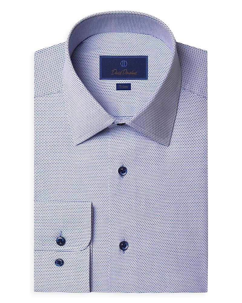 David Donahue Trim Fit Geometric Pattern Microdobby Dress Shirt Product Image