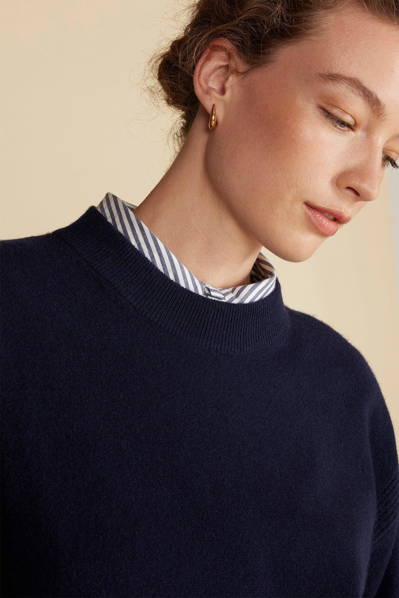 Pearl Cashmere Sweater - Navy Blue Product Image