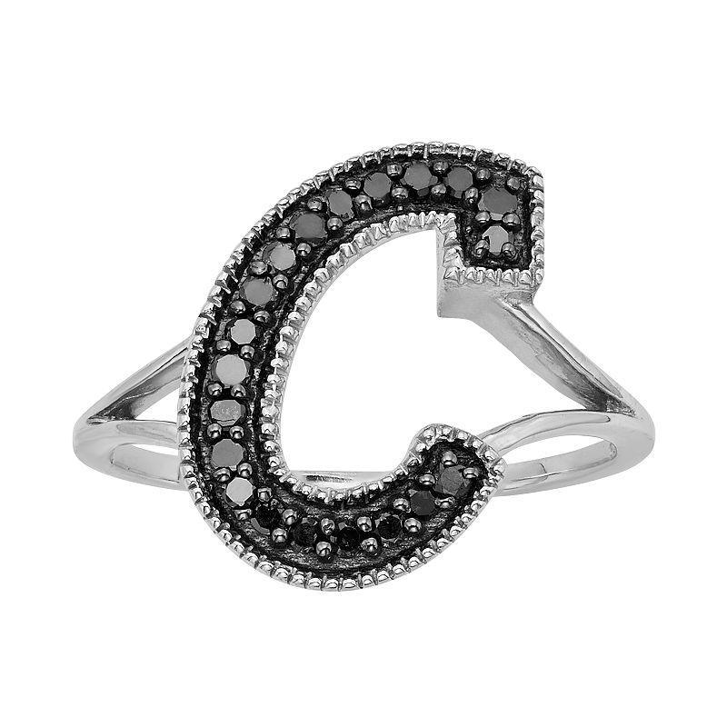 Jewelexcess Sterling Silver 1/4-ct. T.W. Black Diamond Initial Ring, Womens Product Image