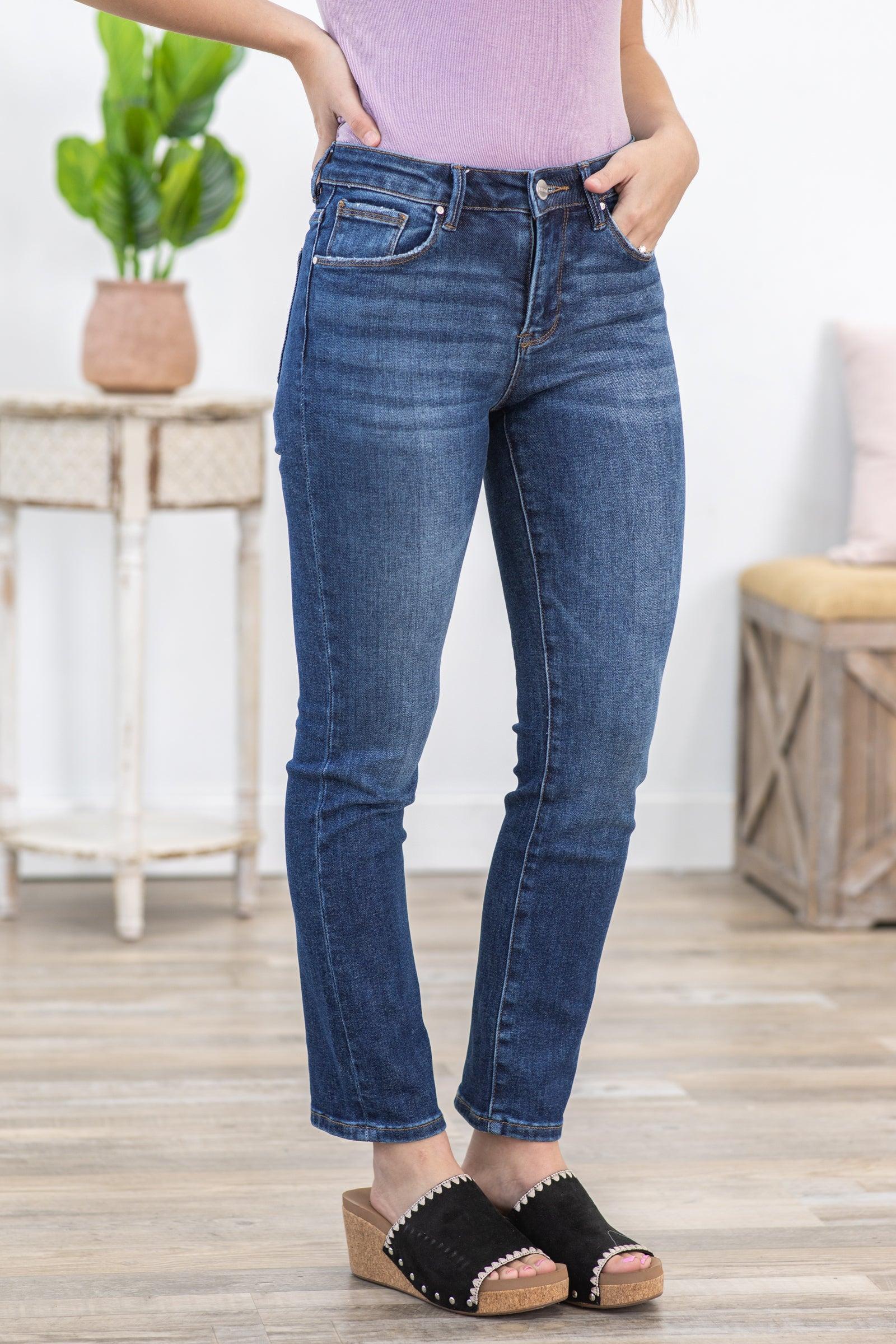 Risen Mid Rise Ankle Straight Slim Jeans product image