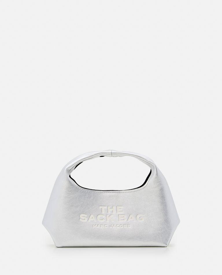 MARC JACOBS The Mini Sack Metallic Leather Handbag In Silver Product Image