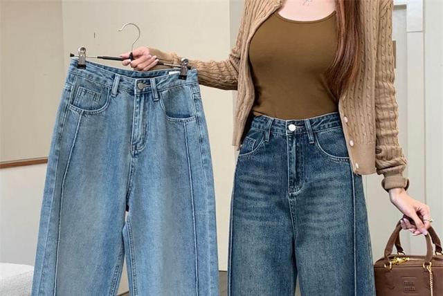 High Rise Washed Wide Leg Jeans Product Image